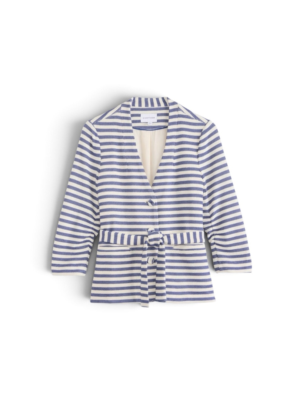 41 Hawthorn Striped Knit Belted Jacket - Blue & White